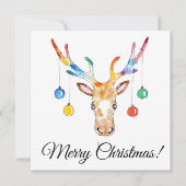 Farbenfrohe Rentiere Feiertagskarte (Vorderseite)