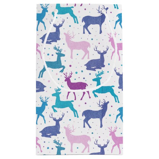 Farbenfrohe Rentiermuster Kleine Geschenktüte (Rückseite)