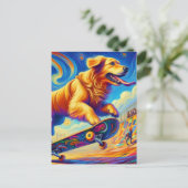 Farbenfrohe Retriever Skateboarding Postkarte (Stehend Vorderseite)