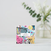 Farbenfrohe Retro 1990er Jahre QR Code Social Medi Quadratische Visitenkarte (Stehend Vorderseite)