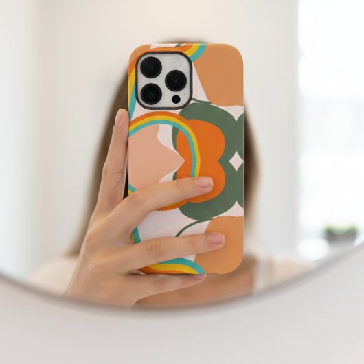 Farbenfrohe Retro-70er abstrakt auf rosa Ästhetik Case-Mate iPhone Hülle