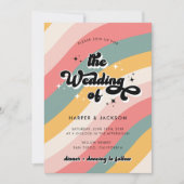 Farbenfrohe Retro-70er-Hochzeit Einladung (Vorderseite)