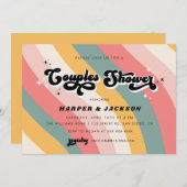 Farbenfrohe Retro 70er Paare Dusche Einladung (Vorne/Hinten)