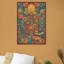 Farbenfrohe Retro 70er Psychedelic AI Art Poster