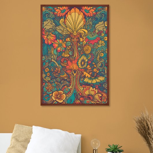 Farbenfrohe Retro 70er Psychedelic AI Art Poster