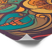 Farbenfrohe Retro 70er Psychedelic AI Art Poster (Ecke)