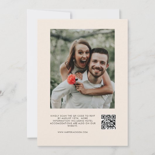 Farbenfrohe Retro 70er QR Code Hochzeit Einladung (Rückseite)