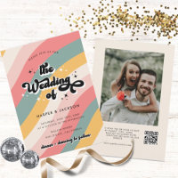 Farbenfrohe Retro 70er QR Code Hochzeit