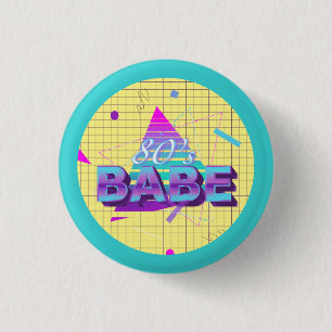 Farbenfrohe Retro 80er Babe Button