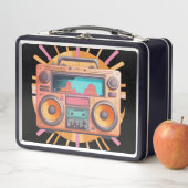 Farbenfrohe Retro-80er-Boombox mit Sonnenaufgang i Metall Brotdose (Beispiel)