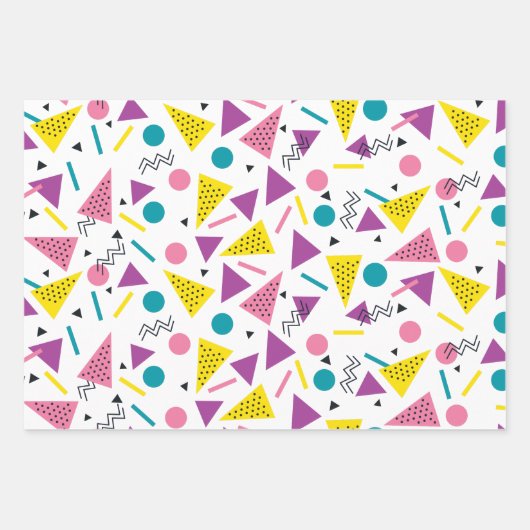 Farbenfrohe Retro-80er Geschenkpapier Set (Vorderseite 2)