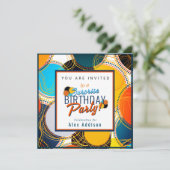 Farbenfrohe Retro 80's Suprise Birthday Einladung (Stehend Vorderseite)