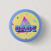 Farbenfrohe Retro 90er Babe Button (Vorderseite)