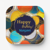 Farbenfrohe Retro Abstrakt Happy Birthday Personal Pappteller (Vorderseite)