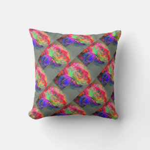 Farbenfrohe Retro Abstrakt Poppy Wasserfarbe Kissen