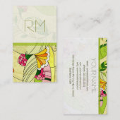 Farbenfrohe Retro Abstrakte BlumenCollage Visitenkarte (Vorne/Hinten)