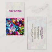 Farbenfrohe Retro Abstrakte BlumenCollage Visitenkarte (Vorne/Hinten)