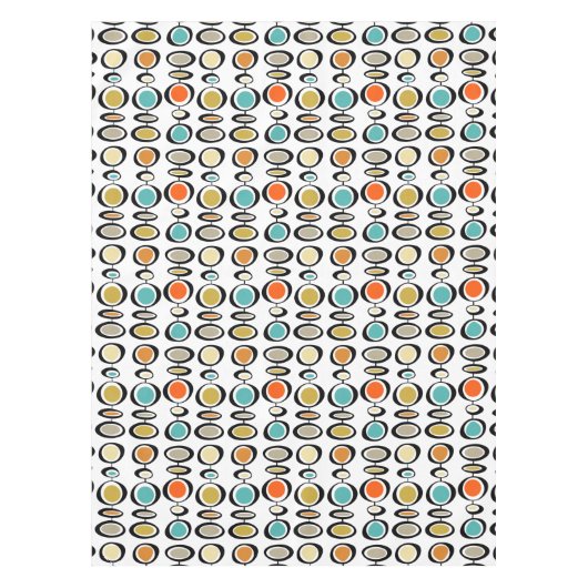 Farbenfrohe Retro-Abstrakte Kreise Mitte Jahrhunde Tischdecke (Vorderseite)