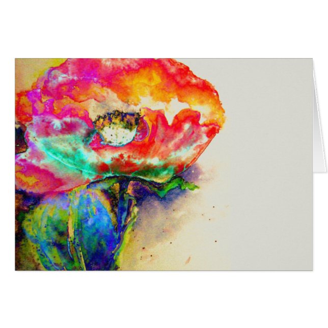 Farbenfrohe Retro Abstrakte Mohnwasserfarbe (Vorderseite (Horizontal))