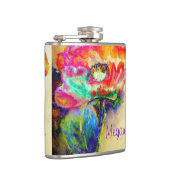 Farbenfrohe Retro Abstrakte Mohnwasserfarbe Flachmann (Rechts)