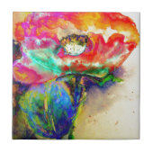 Farbenfrohe Retro Abstrakte Mohnwasserfarbe Fliese (Vorderseite)