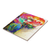 Farbenfrohe Retro Abstrakte Mohnwasserfarbe Fliese (Seite)