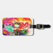 Farbenfrohe Retro Abstrakte Mohnwasserfarbe Gepäckanhänger (Vorderseite horizontal)