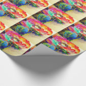 Farbenfrohe Retro Abstrakte Mohnwasserfarbe Geschenkpapier (Ecke)