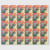 Farbenfrohe Retro Abstrakte Mohnwasserfarbe Geschenkpapier (Flach)