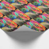 Farbenfrohe Retro Abstrakte Mohnwasserfarbe Geschenkpapier (Ecke)