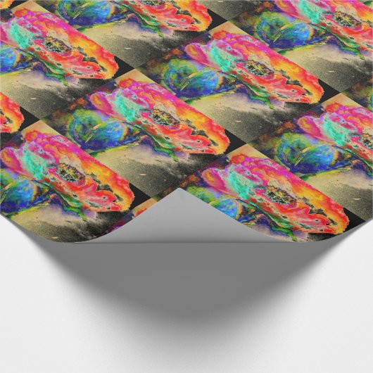Farbenfrohe Retro Abstrakte Mohnwasserfarbe Geschenkpapier (Ecke)