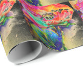 Farbenfrohe Retro Abstrakte Mohnwasserfarbe Geschenkpapier (Rolleneckpunkt)