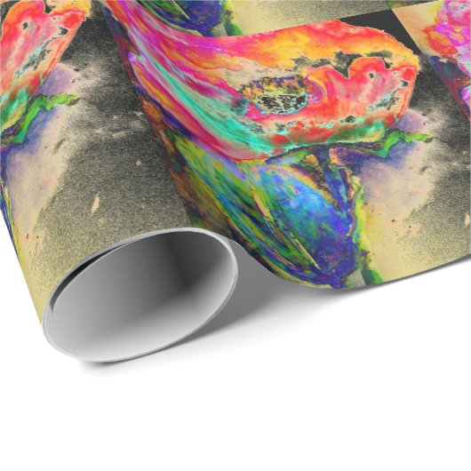 Farbenfrohe Retro Abstrakte Mohnwasserfarbe Geschenkpapier (Rolleneckpunkt)