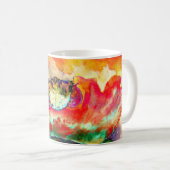 Farbenfrohe Retro Abstrakte Mohnwasserfarbe Kaffeetasse (VorderseiteRechts)