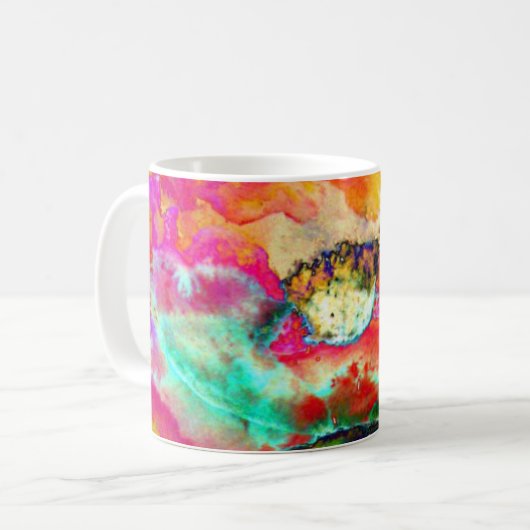 Farbenfrohe Retro Abstrakte Mohnwasserfarbe Kaffeetasse (Vorderseite Links)