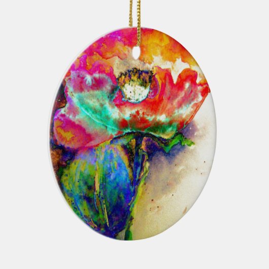 Farbenfrohe Retro Abstrakte Mohnwasserfarbe Keramik Ornament (Rechts)