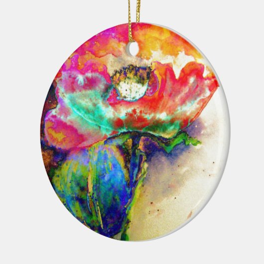 Farbenfrohe Retro Abstrakte Mohnwasserfarbe Keramik Ornament (Links)