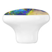 Farbenfrohe Retro Abstrakte Mohnwasserfarbe Keramikknauf (Seitenansicht)