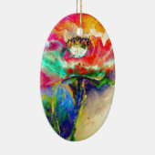 Farbenfrohe Retro Abstrakte Mohnwasserfarbe Keramikornament (Rechts)