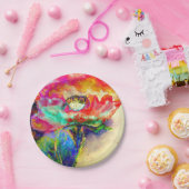 Farbenfrohe Retro Abstrakte Mohnwasserfarbe Pappteller (Party)