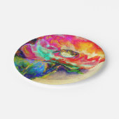 Farbenfrohe Retro Abstrakte Mohnwasserfarbe Pappteller (Schrägansicht)