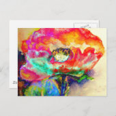 Farbenfrohe Retro Abstrakte Mohnwasserfarbe Postkarte (Vorne/Hinten)