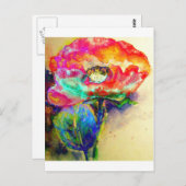 Farbenfrohe Retro Abstrakte Mohnwasserfarbe Postkarte (Vorne/Hinten)