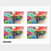 Farbenfrohe Retro Abstrakte Mohnwasserfarbe Rechteckiger Aufkleber (Blatt)