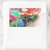 Farbenfrohe Retro Abstrakte Mohnwasserfarbe Rechteckiger Aufkleber (Tasche)