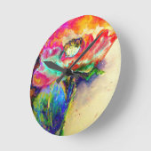 Farbenfrohe Retro Abstrakte Mohnwasserfarbe  Runde Wanduhr (Winkel)