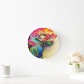 Farbenfrohe Retro Abstrakte Mohnwasserfarbe  Runde Wanduhr (Zuhause)