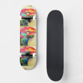 Farbenfrohe Retro Abstrakte Mohnwasserfarbe Skateboard (Vorderseite)