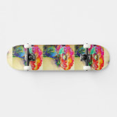 Farbenfrohe Retro Abstrakte Mohnwasserfarbe Skateboard (Horizontal)