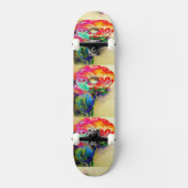 Farbenfrohe Retro Abstrakte Mohnwasserfarbe Skateboard (Vorderseite)